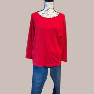 **Calvin Klein Sweater Long Sleeve Scoop Neckline Elegant Red